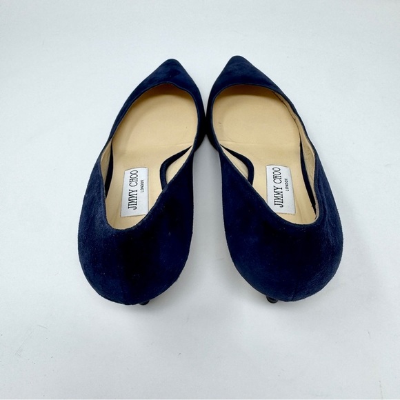 Jimmy Choo Romy 40mm Suede Pumps Navy Blue Heels Size 38.5 - Picture 7 of 12